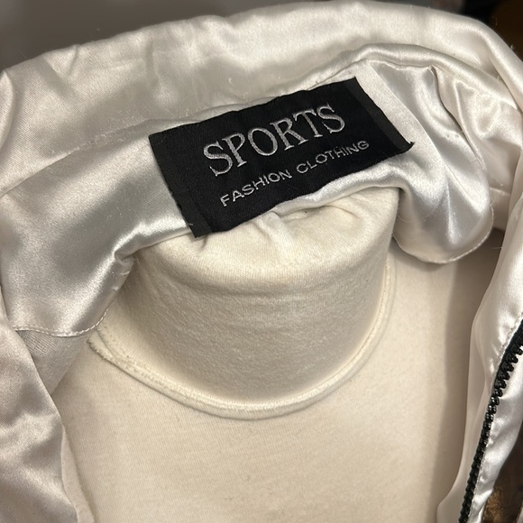 Vintage 80s Zip Up Metallic Gold and Black Draw String Track Jacket Women Size L - Picture 8 of 15